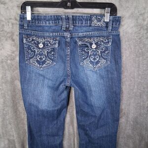 Arizona Jeans Women's 14 1/2 Plus Bootcut Flap Pockets Embroidered Emblemished